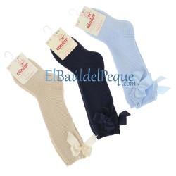 CONDOR Calcetín Azul Bebé Alto Punto Bobo con Lazo detrás 2